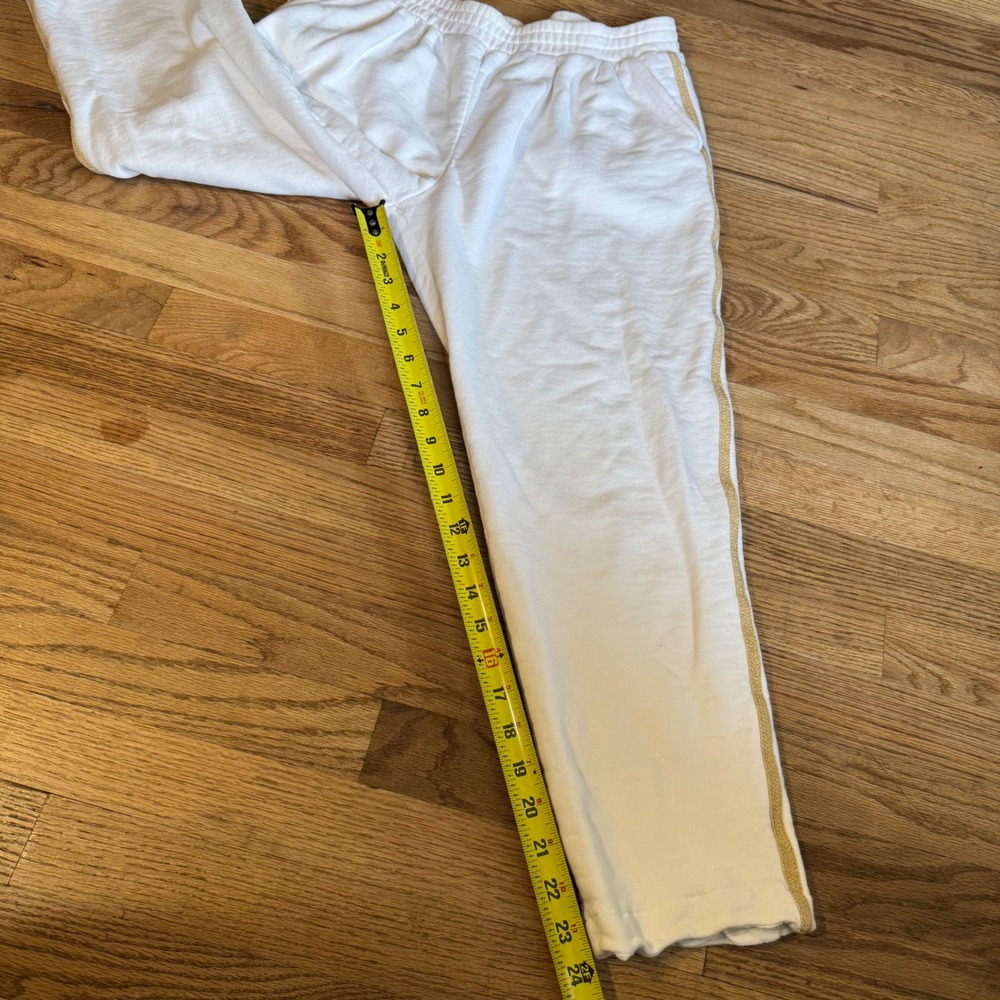 St John Sportswear Marie Gray White Gold Stripe Sweatpants Italy Petite P - Picture 3 of 7